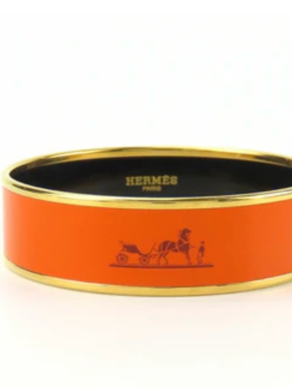 Orange enamel and gold-tone bangle bracelet